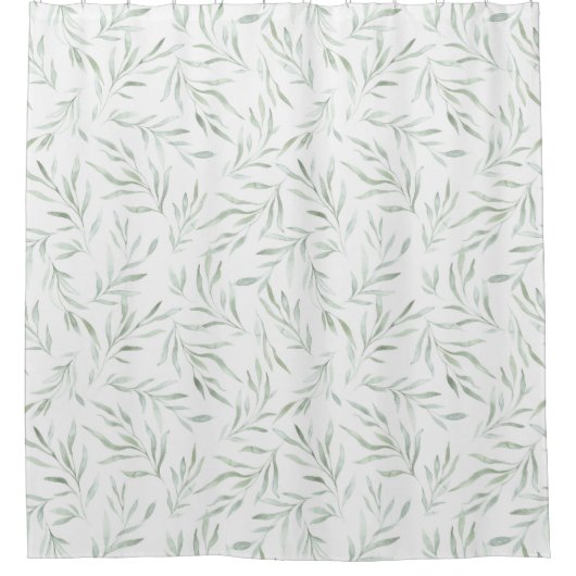 Feine grüne Blätter, graugrün Duschvorhang (Vorderseite)
