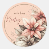 Feine, individuell anpassbare Blüte Runder Aufkleber (Vorderseite)