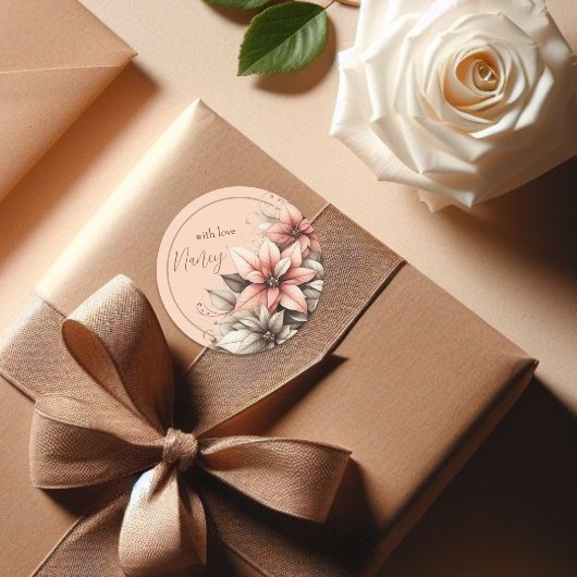 Feine, individuell anpassbare Blüte Runder Aufkleber