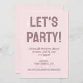 Feine, kräftige Farbe schlicht röstelig rosa Einladung (Vorne/Hinten)