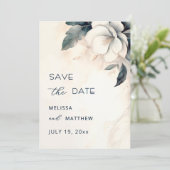Feine Kunst Blaue Elfenbeinblume Save The Date (Stehend Vorderseite)