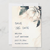 Feine Kunst Blaue Elfenbeinblume Save The Date (Vorderseite)