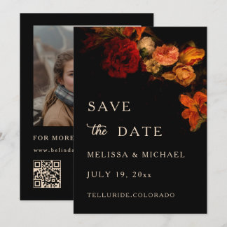 Feine Kunst Blumen Dunkle Hochzeit Save The Date