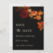 Feine Kunst Blumen Dunkle Hochzeit Save The Date (Vorderseite)