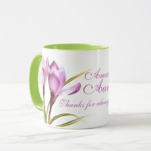Feine Kunst des Krokusses lila grüne Tasse (Vorderseite Links)