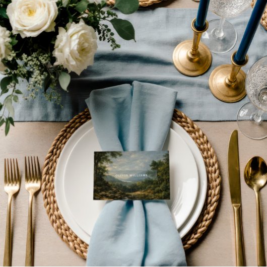 Feine Kunst Landschaft Hochzeit Romantisch Blau Platzkarte