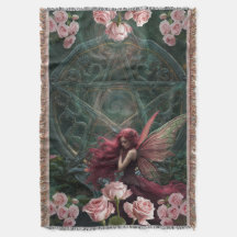 Feine Kunst Rote Rose Florale Fee und Pentagramm