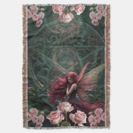 Feine Kunst Rote Rose Florale Fee und Pentagramm Decke