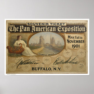 FEINE KUNSTILLUSTRATION VINTAGE-TICKET POSTER