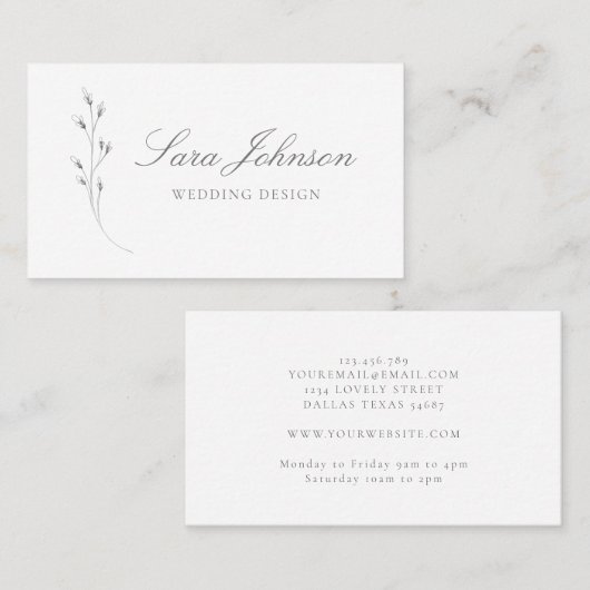 Feine Kunstschmuck Frische Weiß Grau Visitenkarte (Vorne/Hinten)