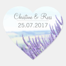 Feine Lavendel, Blüte, Hochzeitsticker Herz-Aufkleber