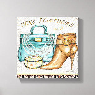 Feine Ledertasche und Schuh Leinwanddruck