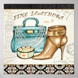 Feine Ledertasche und Schuh Poster