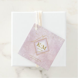 Feine Linien Gold Abstrakt Hochzeit V2 Mauve ID867 Geschenkanhänger