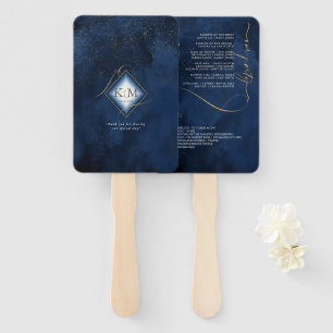 Feine Linien Gold Abstrakte Hochzeit V1 Navy ID867 Fächer