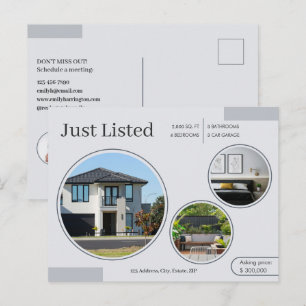 Feine Linien Nur gelisteter Immobilienmakler Grau Postkarte