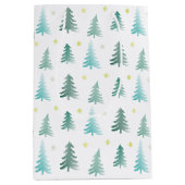 Feine, minimalistische grüne Bäume Weihnachten Mittlere Geschenktüte (Vorderseite)