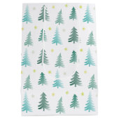 Feine, minimalistische grüne Bäume Weihnachten Mittlere Geschenktüte (Rückseite)