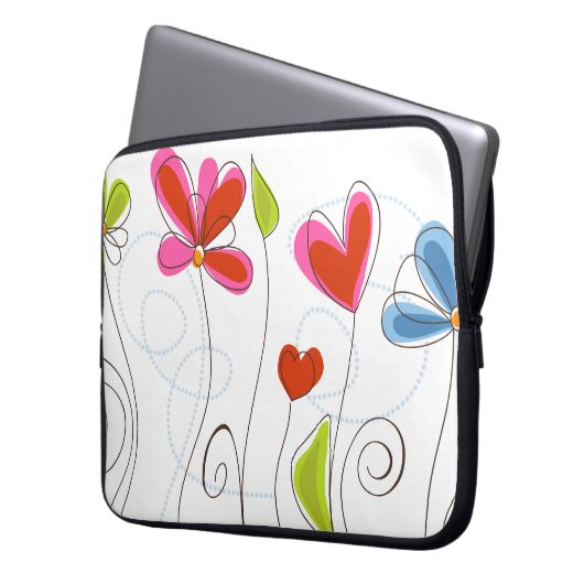 Feine Niedliche Coole Girly Retro Blumenmode Laptopschutzhülle (Vorderseite Links)