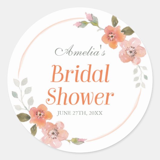 Feine orale Orange Brautparty Rundkleber Runder Aufkleber (Vorderseite)