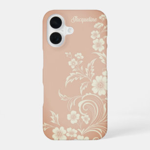 Feine Pfirsich und weiße Blume iPhone 16 Hülle