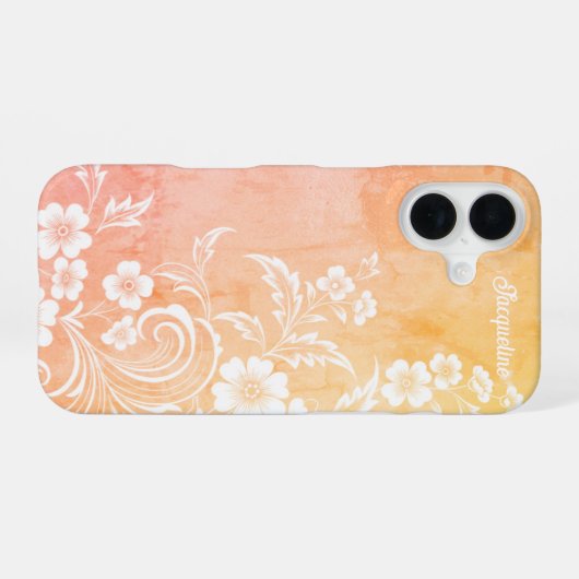 Feine Pfirsich und weiße Blume iPhone 16 Hülle (Rückseite (Horizontal))