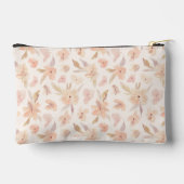 Feine Pfirsichfarben Floral Cosmetic Zubehörtasche (Rückseite)