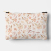 Feine Pfirsichfarben Floral Cosmetic Zubehörtasche (Vorderseite)