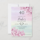 Feine rosa Blume Geburtstag Einladung (Vorderseite)