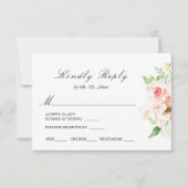 Feine Rosa Blume Grüne Blumenzwiebelblume RSVP Karte (Vorderseite)