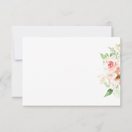 Feine Rosa Blume Grüne Blumenzwiebelblume RSVP Karte (Rückseite)