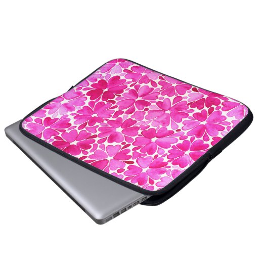 Feine rosa Blume Laptopschutzhülle (Vorne Knopf)
