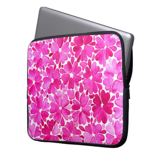 Feine rosa Blume Laptopschutzhülle (Vorderseite Links)