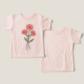 Feine rosa Blume Minimalistischer T - Shirt (Design Vorderseite & Rückseite)