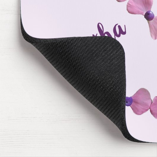 Feine rosa Blume Monogram S Butterfly Floral Mousepad (Ecke)