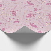 Feine rosa Blume und Bögen Geschenkpapier (Ecke)