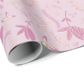 Feine rosa Blume und Bögen Geschenkpapier (Rolleneckpunkt)