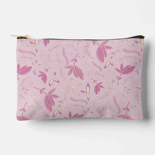 Feine rosa Blume und Bögen Zubehörtasche (Vorderseite)
