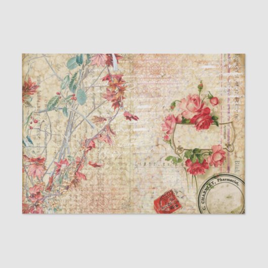 Feine rosa Blume und Rose Seidenpapier (Vorderseite)