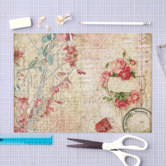 Feine rosa Blume und Rose Seidenpapier (Handwerk)