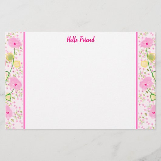 Feine Rosa Blüte Briefpapier (Vorderseite)