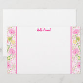 Feine Rosa Blüte Briefpapier (Vorne/Hinten)