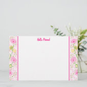Feine Rosa Blüte Briefpapier (Stehend Vorderseite)