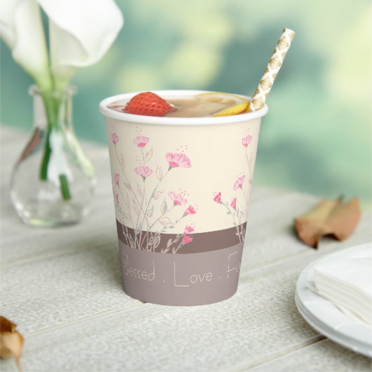 Feine Rosa Blüte Pappbecher (In Situ)