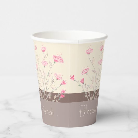 Feine Rosa Blüte Pappbecher (Rechts)