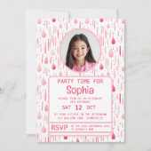 Feine rosa Muster Geburtstag Einladung (Vorderseite)