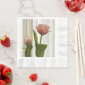 Feine rosa Pastell Tulips florale Fotografie Serviette (Beispiel)