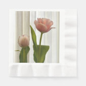 Feine rosa Pastell Tulips florale Fotografie Serviette (Vorderseite)