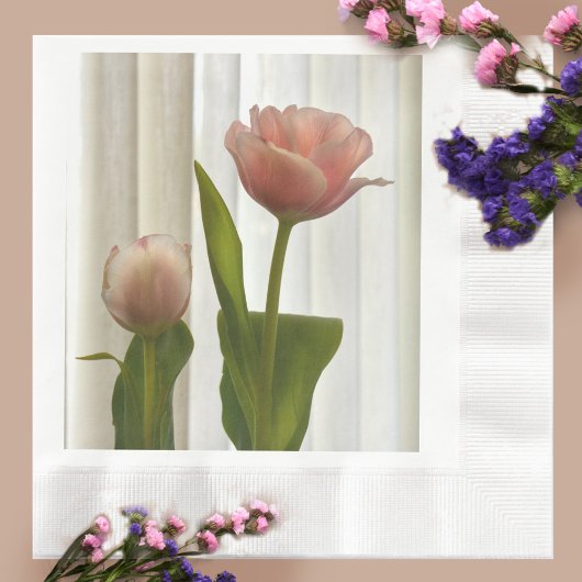 Feine rosa Pastell Tulips florale Fotografie Serviette