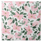 Feine rosa Rosen Blumengemälde Fliese (Vorderseite)